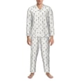thumbnail image 3 of Balery Dancing Dogs Pijama para Hombre de Dos Piezas con Manga Larga, Conjunto de Dormir y Descanso Suave con Bolsillos-Small, 3 of 7