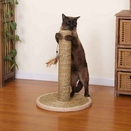 Catry Cat Scratcher Clearance Cat Scratching Post Made with Seagrass with Teaser Toy Size 10"*10"*15"