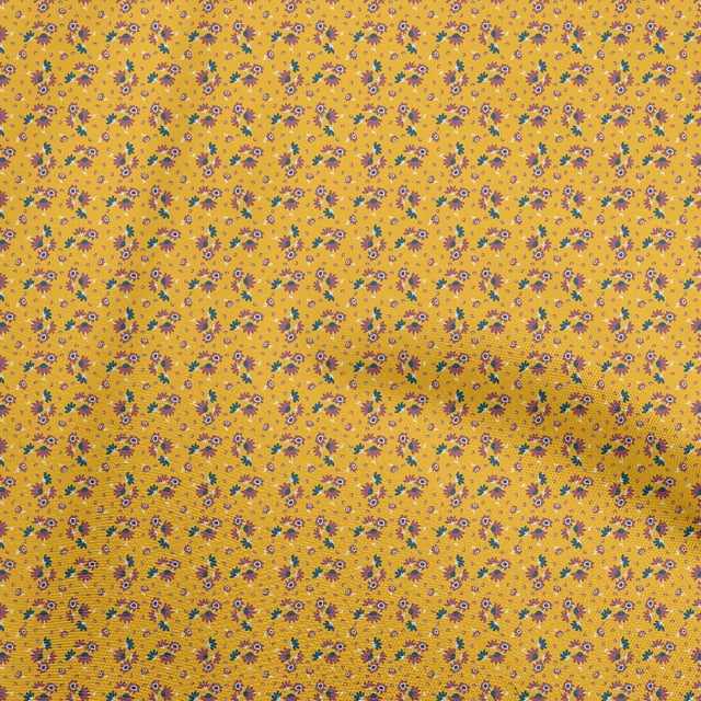 oneOone Georgette Viscose Yellow Fabric Asian Retro Floral Fabric For Sewing Printed Craft Fabric By The Yard 42 Inch Wide