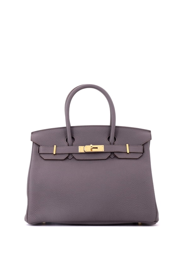Pre-Owned Birkin Handbag Grey Togo with Gold Hardware 30 By Rebag