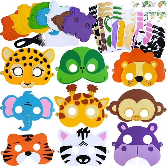 Kit de manualidades Winlyn Jungle Animal Mascarillas de espuma DIY, 27 juegos para niños