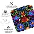 thumbnail image 3 of Zufioo Colorful Floral Print Leather Coaster Set, Decorative PVC Coasters 4-pack - Scald and Stain-resistant, Suitable for Home, Cafes, Restaurants-Square, 3 of 6