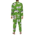 thumbnail image 5 of Bingfone Men'S Pajama Set 2 Piece Loungewear Pjs, Long Sleeve With Pajama Pants-Cows With Calfs Green, 5 of 9