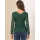 thumbnail image 5 of Top de blusa de encaje de manga larga transparente con bordado floral para mujer Verde oscuro XS, 5 of 6