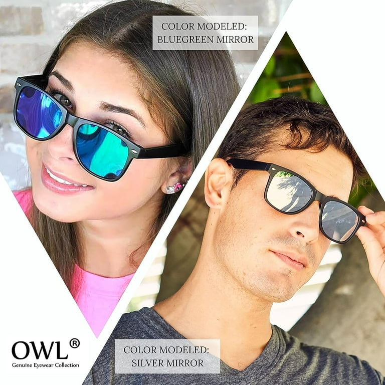 OWL Wayfarer Sunglasses Womens Mens UV400 Protection Retro Mirrored  Sunglasses Bulk (20 Pack)