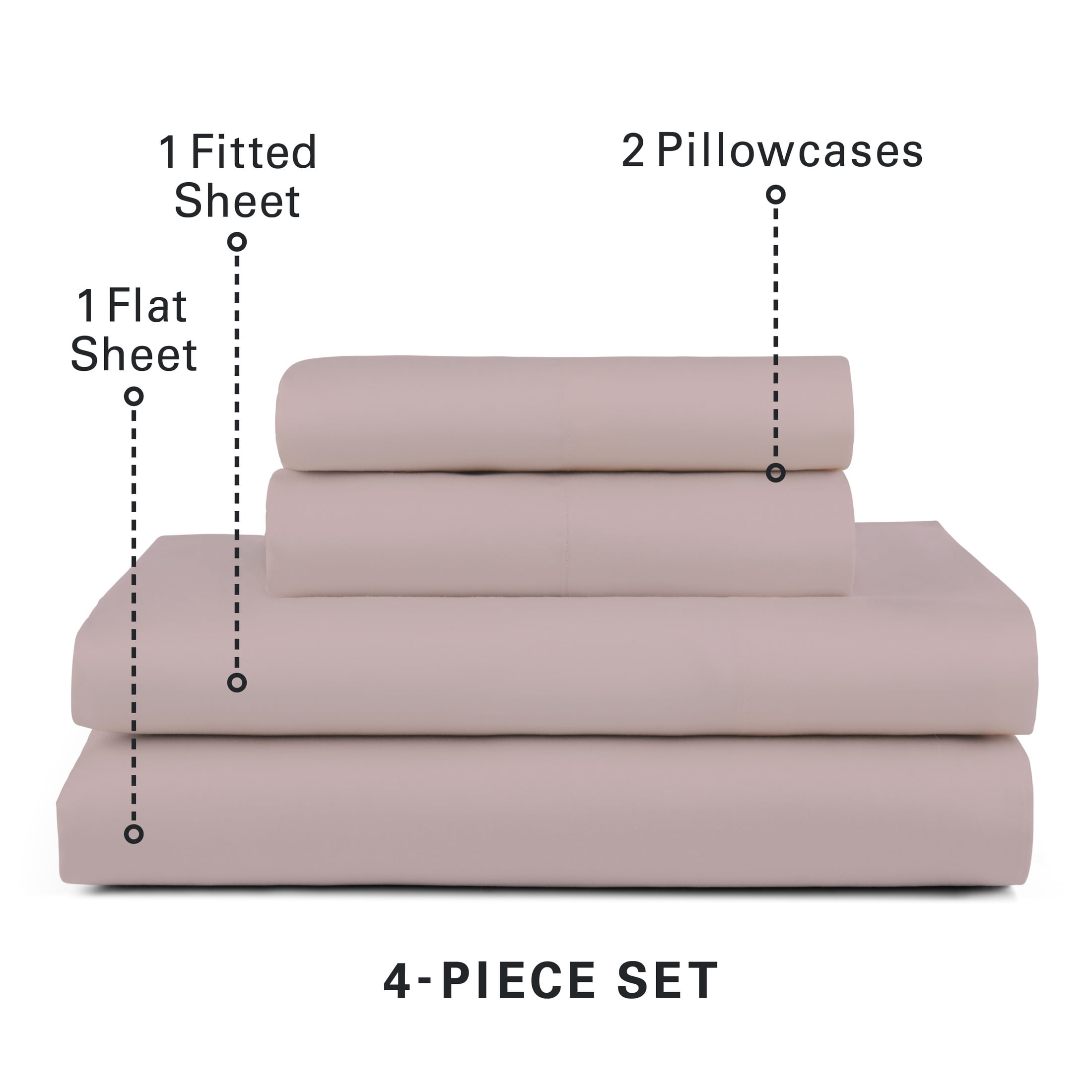 Allswell 100% TENCEL™ Lyocell Sateen King Sheet Set, 4-Piece Bed Sheets and Pillowcases, Cooling Bedding for Bed in a Bag Sets, 320 Thread Count, Mauve Dream, King