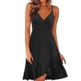 thumbnail image 1 of Vestido casual con volantes de estilo italiano ajustable con cuello en V floral de verano para mujer, 1 of 6