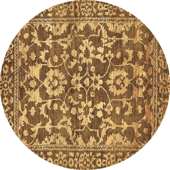 Ahgly Company Machine Washable Indoor Round Abstract Brown Modern Area Rugs, 6' Round