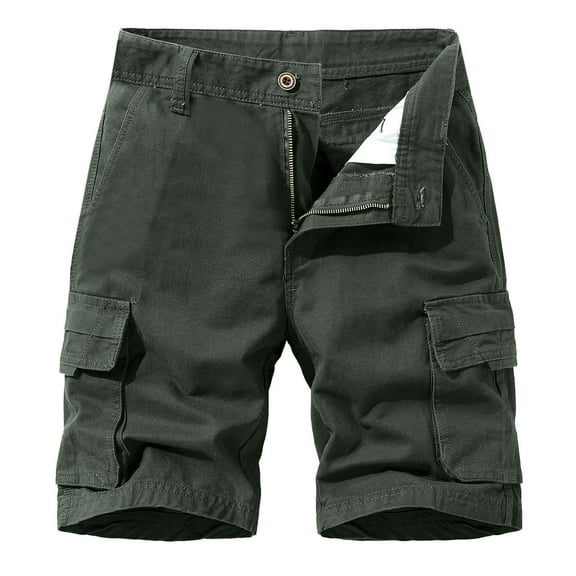 HCNTES Men's Cargo Shorts Relaxed Fit Casual Cotton Work Shorts Outdoor Hiking Pants with Multi Pockets(Black,28)