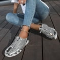 thumbnail image 5 of Silver Unisex Reflective Sneakers Outdoor Casual Mesh Running Shoes Lightweight Breathable Walking Footwear Men Women, 5 of 7