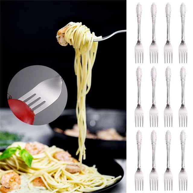 Oleegame 1PC Stainless Steel Cutlery Set 12pc Home Stainless Steel Fork Hotel Creative Tail Ruyi Steak Fork Spoon Western Tableware Set Silver
