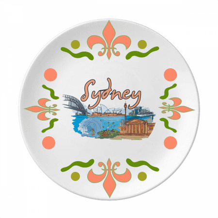 

Australia City Sydney Opera Watercolor Flower Ceramics Plate Tableware Dinner Dish