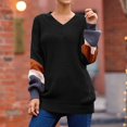 thumbnail image 4 of MYAOYI Womens Color Block Sleeve V Neck Sweater Oversized Knit Pullover, 4 of 8