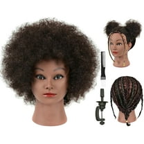 RYHAIR African American Kinky Curly Mannequin Head 100% Human Hair for Practice Braiding Styling Updos Cosmetology Barber Training with Stand