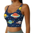 thumbnail image 2 of Goofa Planets and Stars Printed Sports Bras for Women, High Impact Running Bra Workout Crop Tank Tops Longline Sports Bra Push up-, 2 of 9