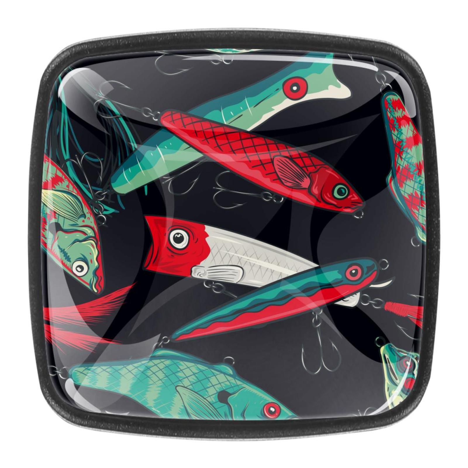 4 Pcs Square Handle Cupboard Knob Drawer Pulls Handle Fishing