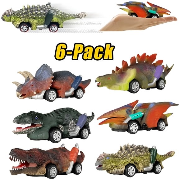 BESTSKY Dinosaur Toys for 2-10 Year Old Boys-Toy Cars Kids Boys Toys Age 2 3 4 5 6 Boy Toys Mini Animals Figures for Boys Toddler 6 Pack Pull Back Cars Dinosaurs Party Favor Gifts for Boys 2-10 Age