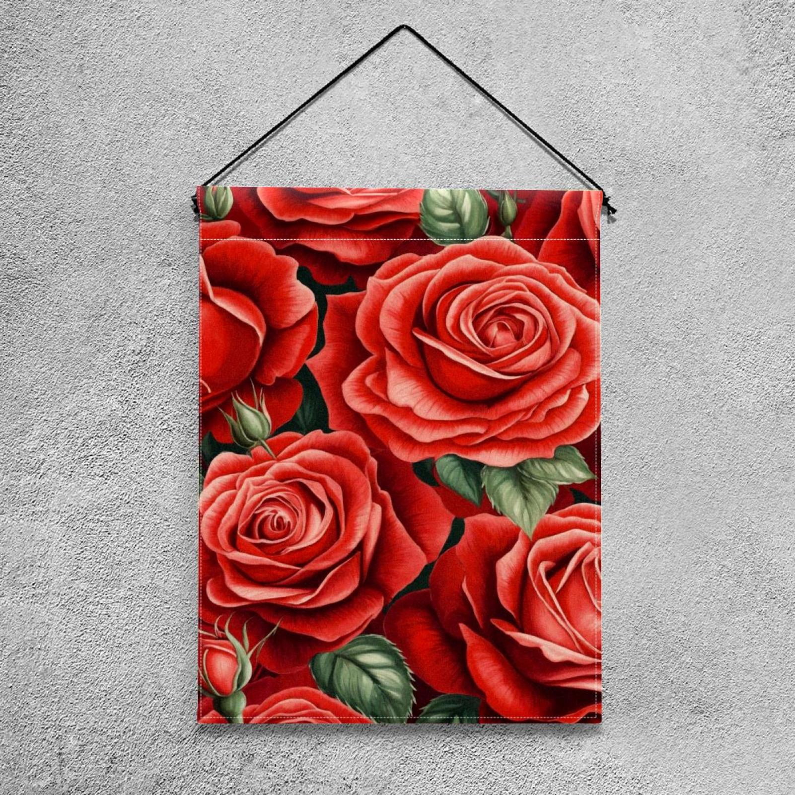 Red Rose Flowers Double Sided Garden Flag Decorative Weather Resistant Yard Flag, Large DIY Vertical Flag for Farmhouse Patio Lawn, 28x40 Inch