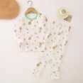thumbnail image 5 of Girls Boys Fall Winter Pajamas Sets Cute Cartoon Prints Long Sleeve Tops Pants Casual Thermal Underwear Home Wear Outfits,White 2,3 Years, 5 of 5