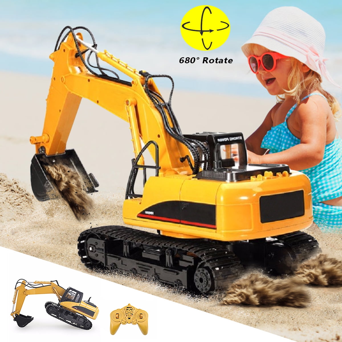 Kadell Remote Control Tractor Excavator Construction Toy with Movable