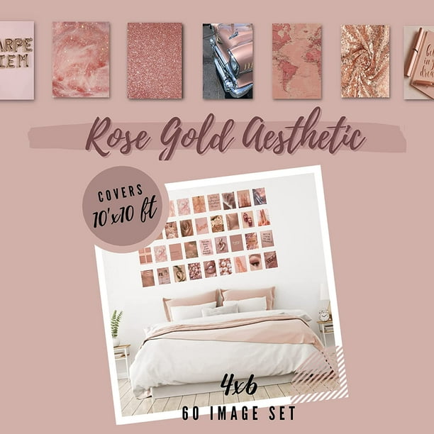 Wall Collage Kit 60 Pcs Set 4 x 6 Inches Rose Gold Images for