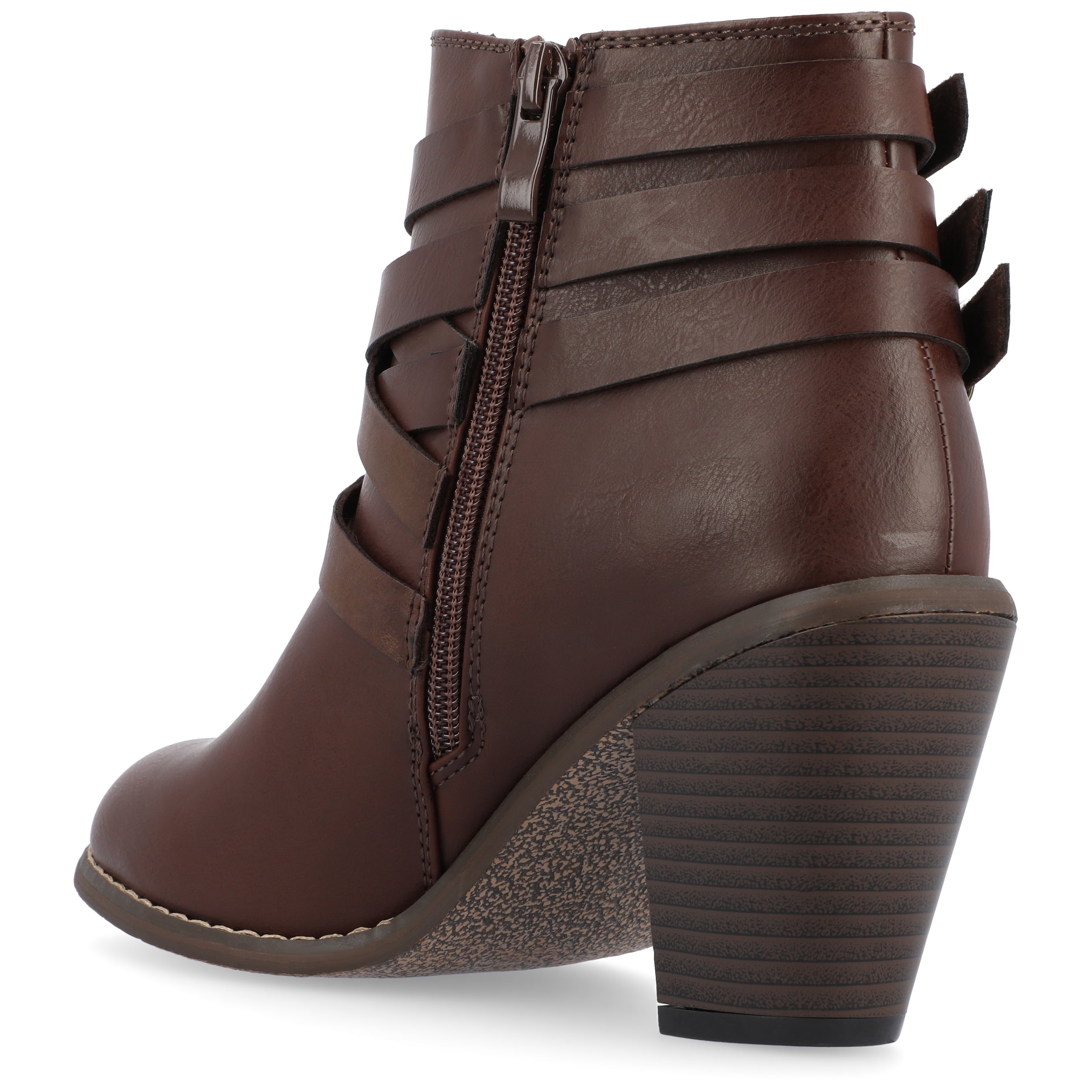 Journee Womens Strap Inside Zip Stacked Heel Booties, Widths Available