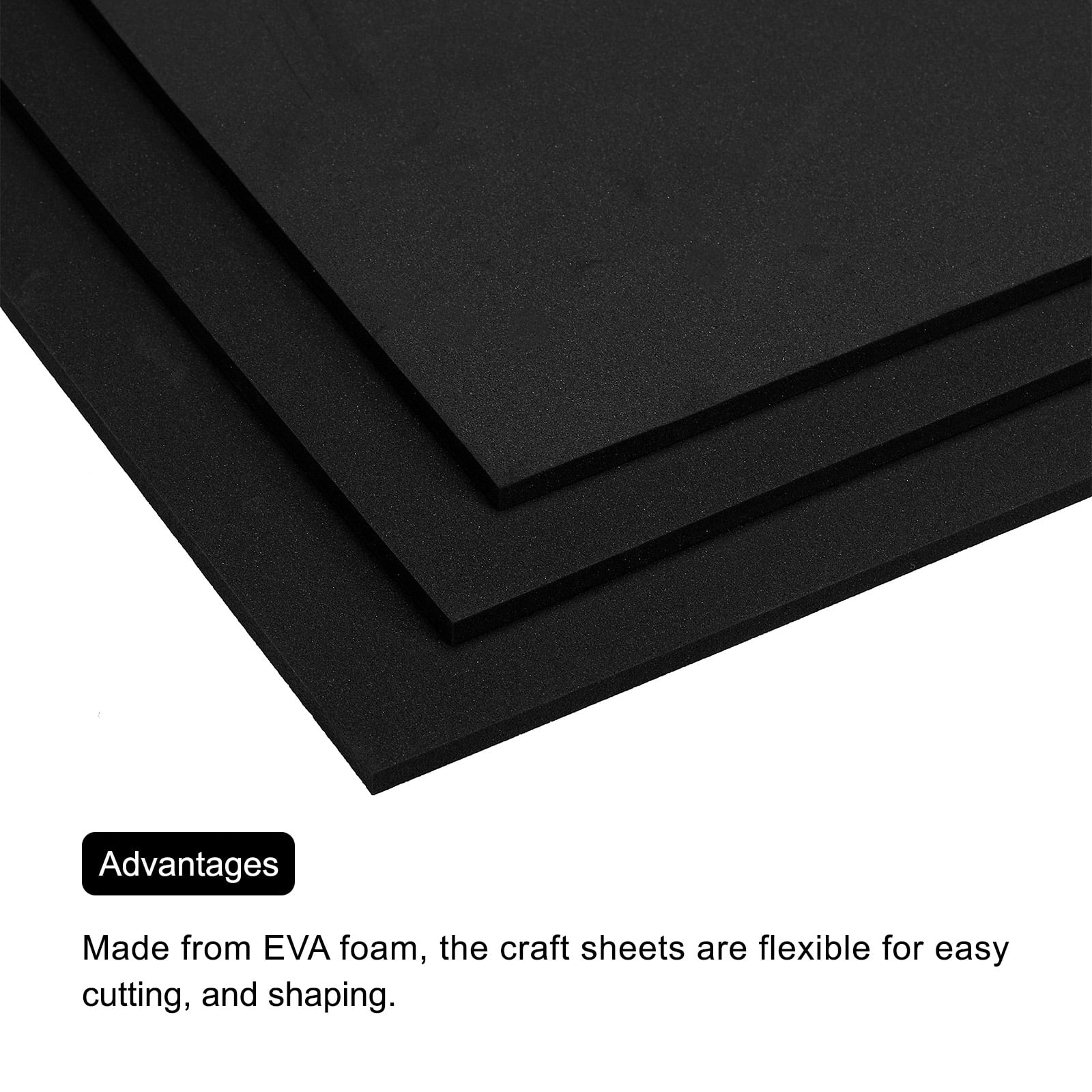 EVA Foam Sheets Black 9.8 Inch x 9.8 Inch 5mm Thick Crafts Foam Sheets Pack of 6
