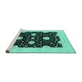 thumbnail image 2 of Ahgly Company Machine Washable Indoor Rectangle Oriental Turquoise Blue Traditional Area Rugs, 2' x 4', 2 of 4