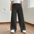 thumbnail image 2 of Girl Fuzzy Fleece Pants, Kids Flannel Pajama Bottoms Winter Casual Solid Color Elastic Waist Wide Leg Pants Loose Sleepwear 4-14 Years, 2 of 8