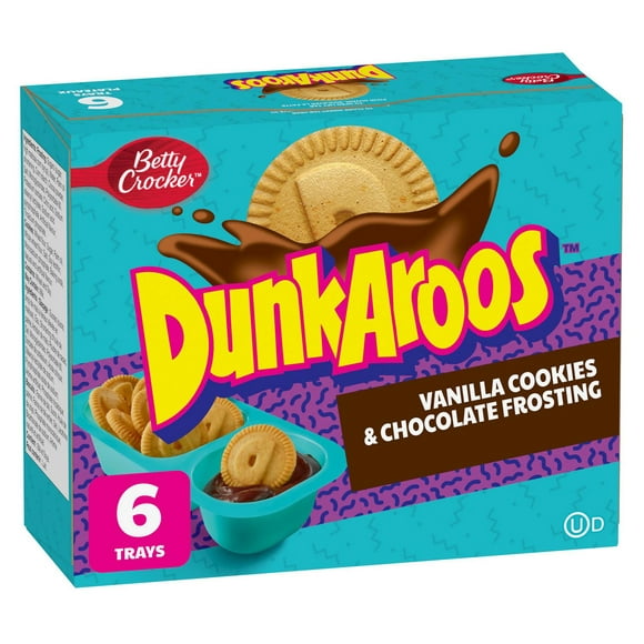Dunkaroos Biscuits À la Vanille avec Glaçage au Chocolat, Collation pour Enfants, 28 g, 6 Plateaux 168 g