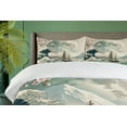 thumbnail image 4 of Ambesonne Nautical Duvet Cover Set, Asian Wave Cherry Blossom, King, Seafoam Coconut Pink, 4 of 6
