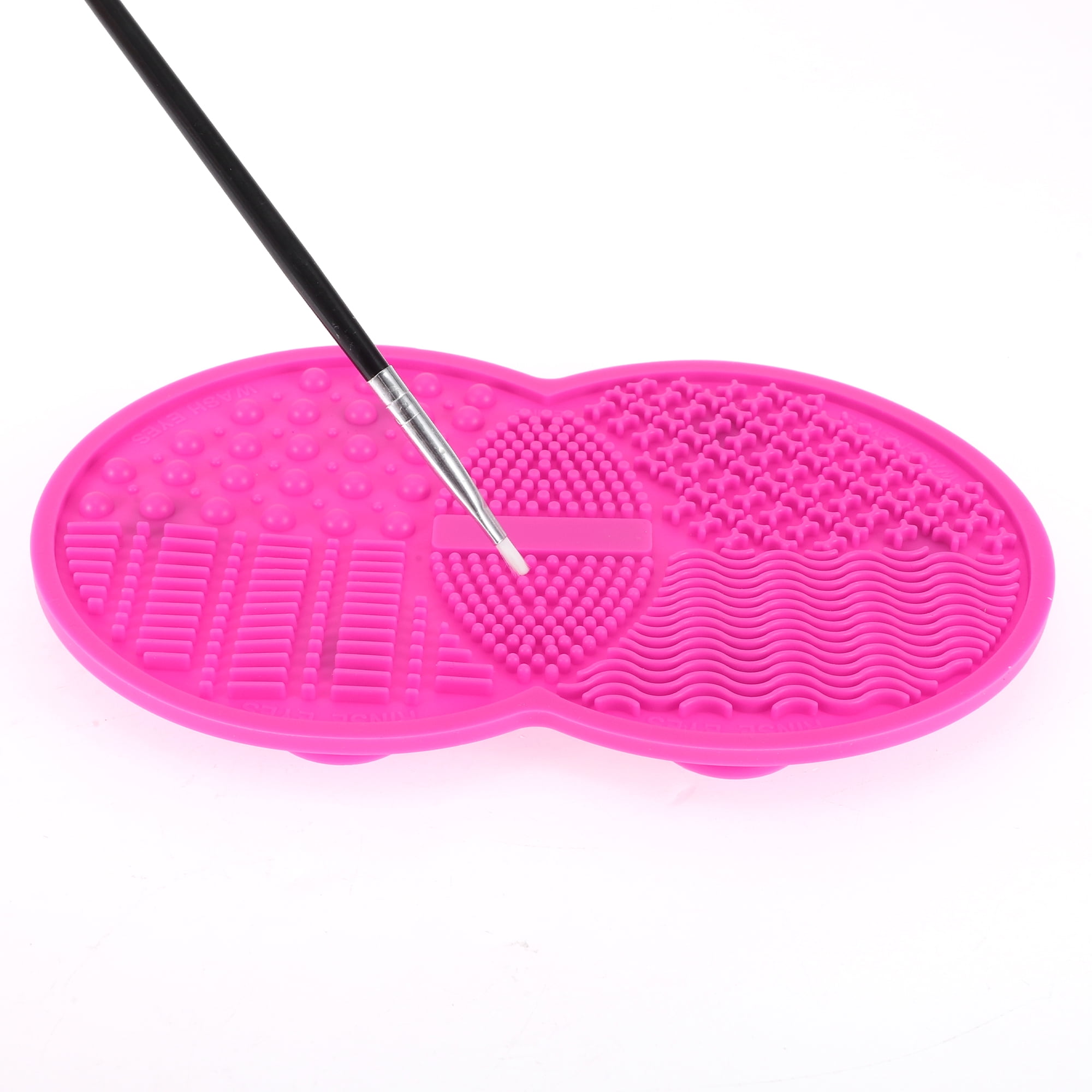 Unique Bargains Double Circle Shape Makeup Sponge Brush Cleaner 1 Pc Rose Red