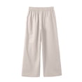 thumbnail image 5 of LIIPEE Casual Pants For Girls Solid Color Drawstring Waist Baggy Wide Leg Pants Kids Lightweight Breathable Soft Everyday Trousers,5-6 Years, 5 of 7