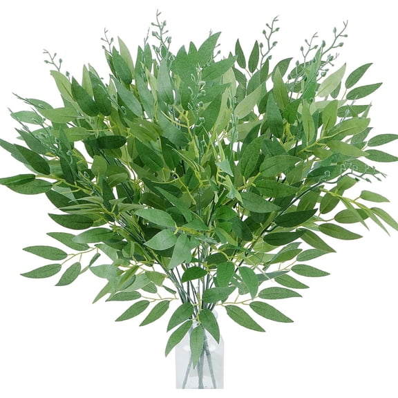 Artificial Greenery Stem,Bexikou 6 Pack Faux Green Leaf Garland Branches,Faux Floral Hanging Greenery Spray for Wedding Bouquet,Arch,Table Centerpieces and Home Decor