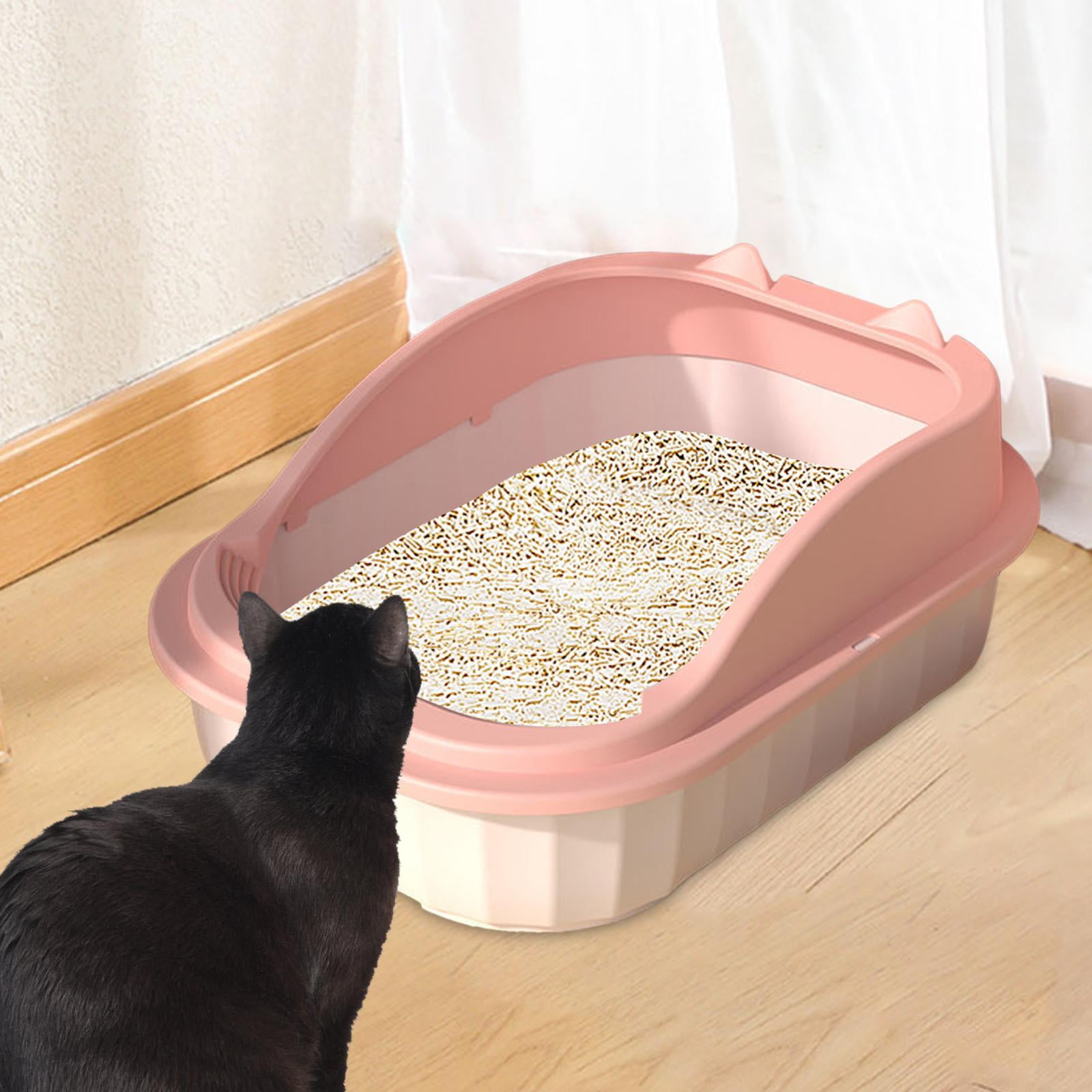 Bvdfgk Cat Litter Box Open Top Pet Litter Tray Cat Litter Container Semi Enclosed Potty pink L