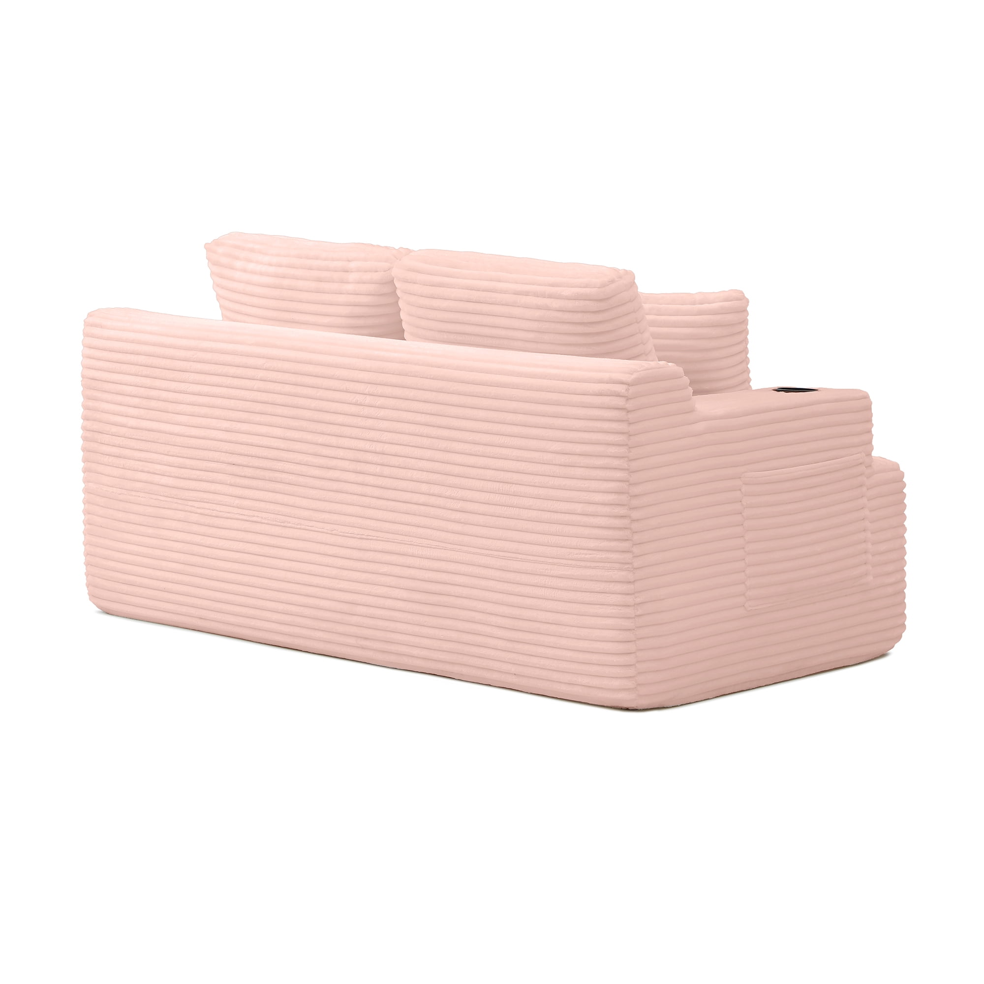 Miniyam 2-Seater Cloud Couch Corduroy Loveseat, Boneless Floor Sofa No Assembly for Bedroom (Pink)