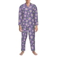 thumbnail image 3 of Picia Daisies Flowers Pattern Men’s Long-Sleeve Sleepwear Set - Soft 2-Piece Loungewear with Pockets, Comfy PJs for Relaxing Nights-Small, 3 of 7