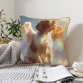 thumbnail image 6 of Fotbe Rainbow English Cocker Spaniel Pattern Velvet Decorative Throw Pillow Covers with Elegant Piping, Soft Plush Cushion Cover for Sofa, Bed, Car, Office-18"x18", 6 of 8