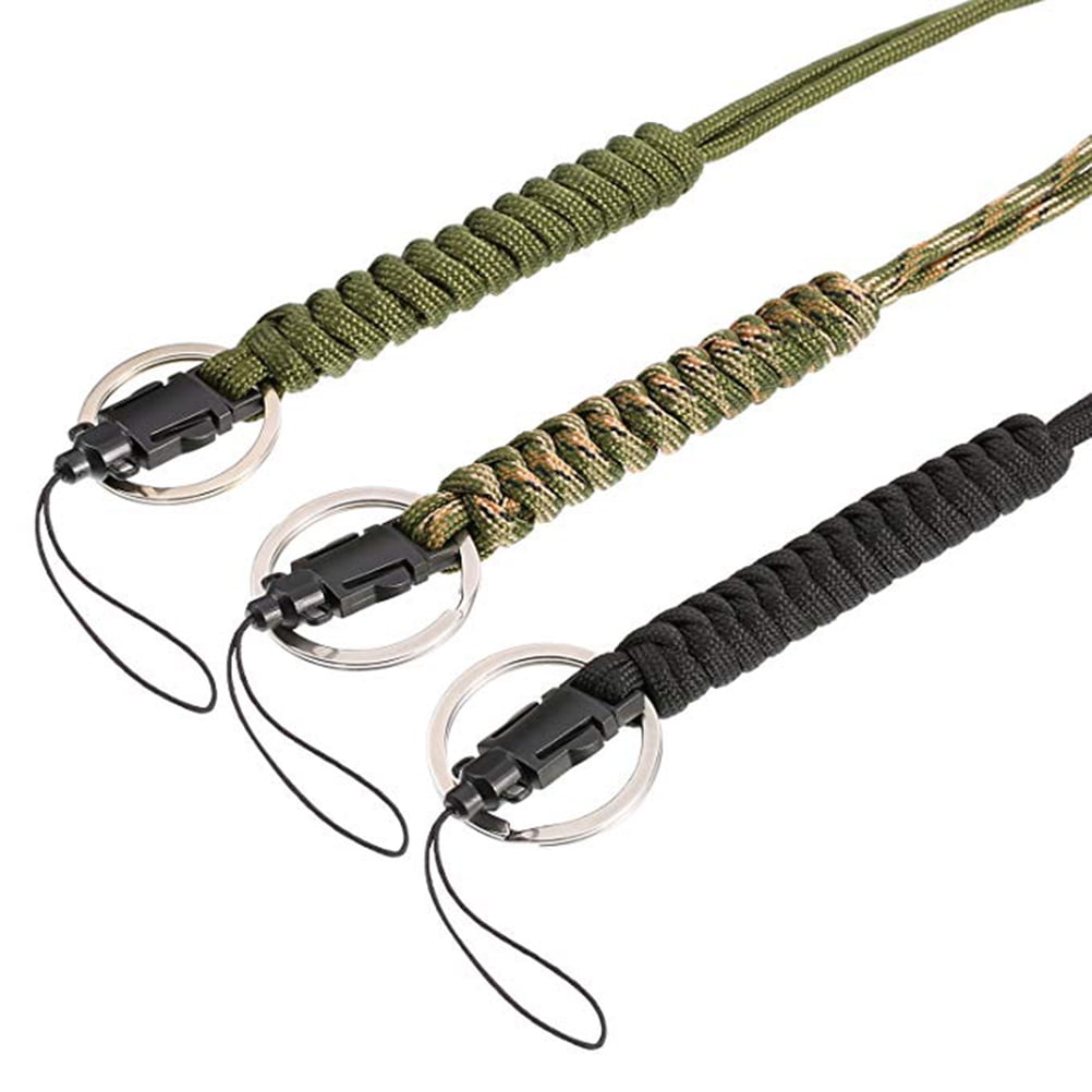 1Pc Paracord Lanyard Keychain Whistles Cord Outdoor Hanging Neck Rope  Lanyard for iPhone Camera ID Pass Card Name Badge Holder