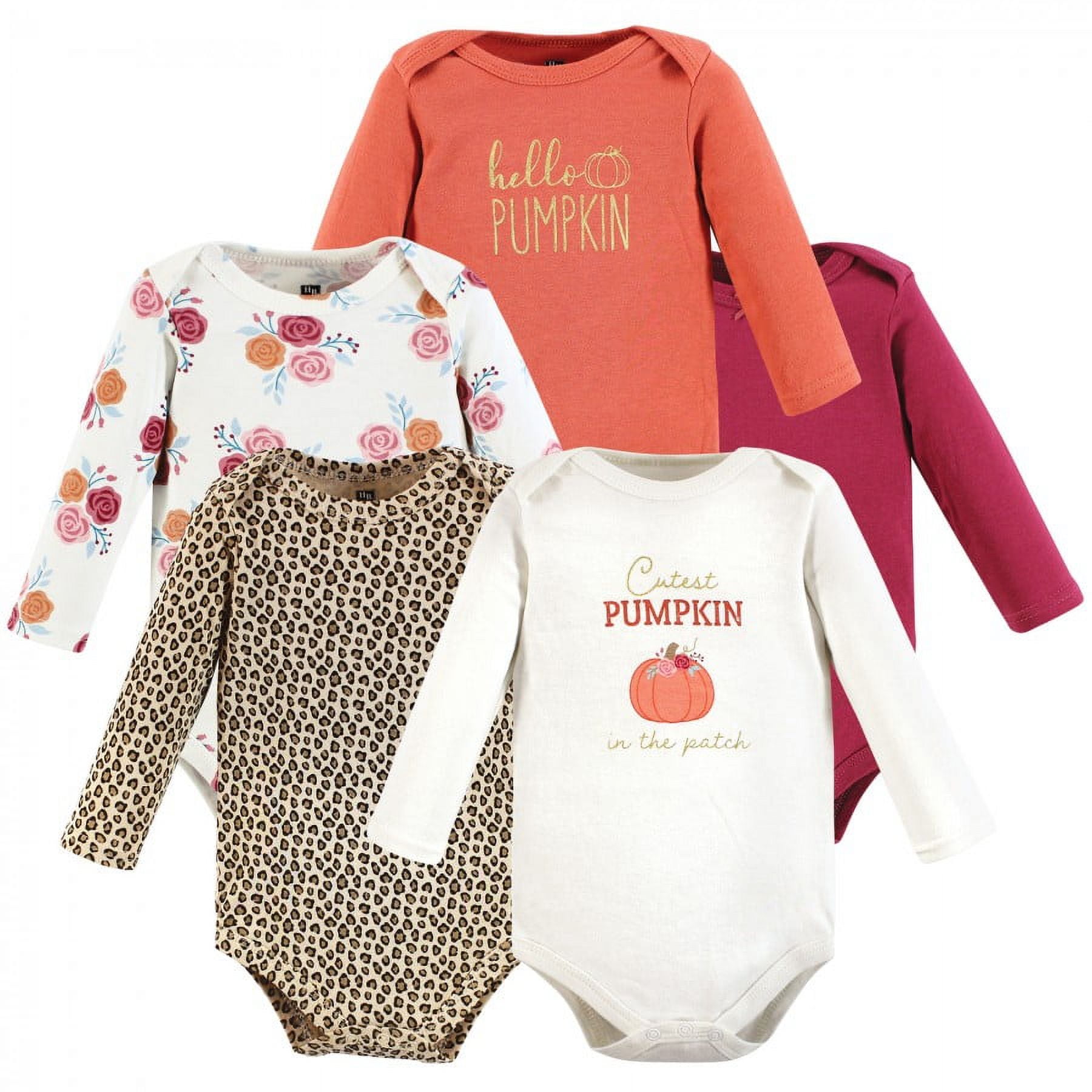 Hudson Baby Cotton Long-Sleeve Bodysuits, 5-Pack, Newborn- 24 Months