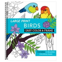 Color & Frame Large Print Easy Color & Frame - Birds (Stress Free Coloring Book), (Spiral-Bound)