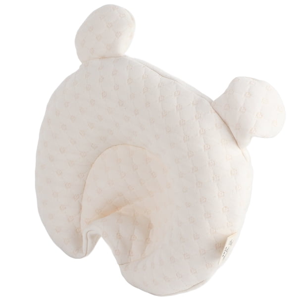 Almohada de látex para bebé que moldea la cabeza, almohada para dormir para bebé con funda lavable para bebés de 0 a 12 meses, patrón de oso blanco