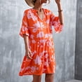 thumbnail image 4 of Vestido de manga acampanada con cuello en V y pintura Floral de vendaje de media manga de verano para mujer a la moda Fridja  qw5313, 4 of 5