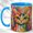 Blue, variant on Rainbow Cat Face Coffee Mug, Colorful Pet Mug, Ceramic 11 oz