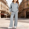 thumbnail image 2 of BOOMNY Girls 2 Peice Sweatsuits Solid Y2K Long Sleeve Zip Hoodies Sweatpants Sets for Kids Baggy Track Suits, 2 of 7