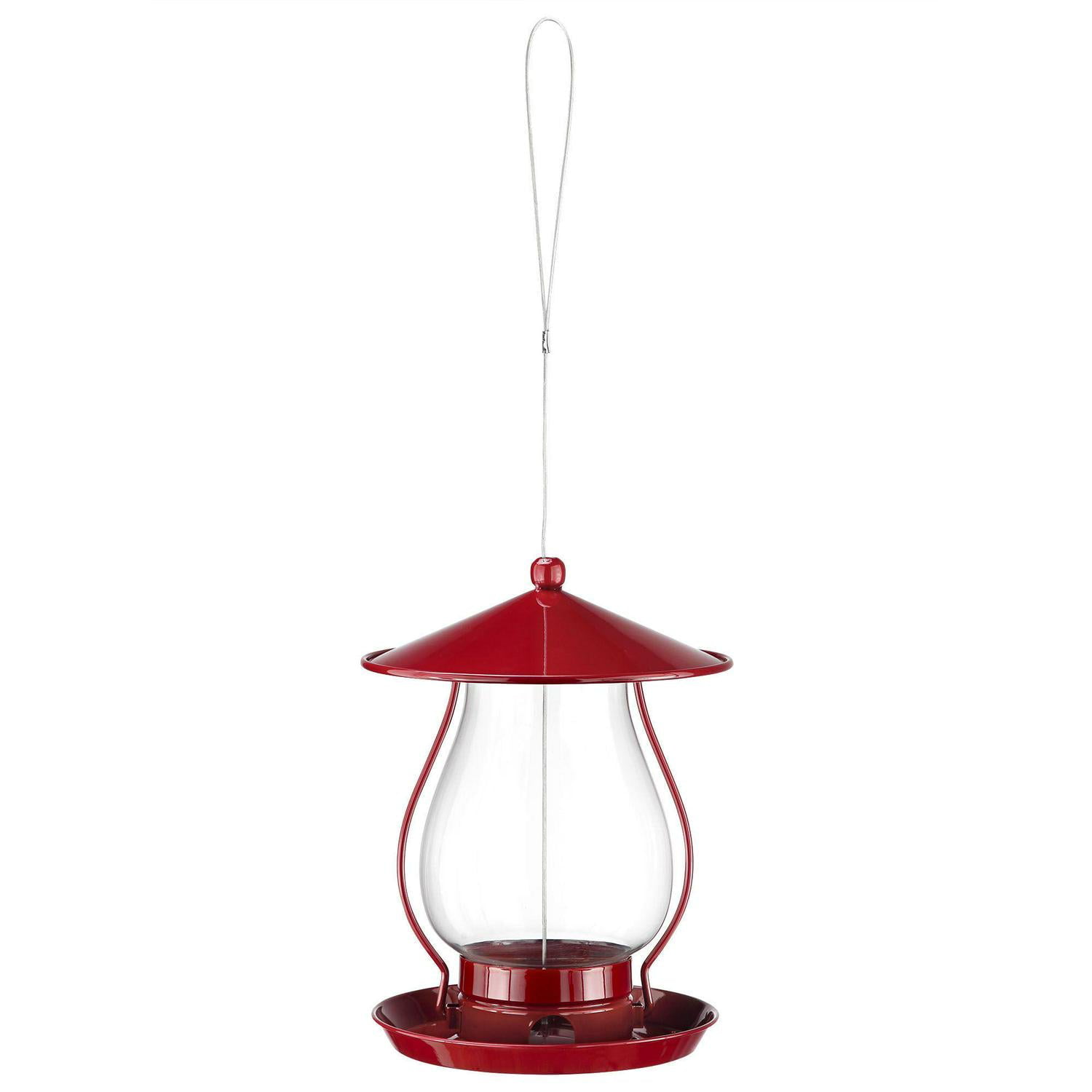 NEW Royal Wing Hummingbird Feeder Clear Glass with Red Metal Hanger