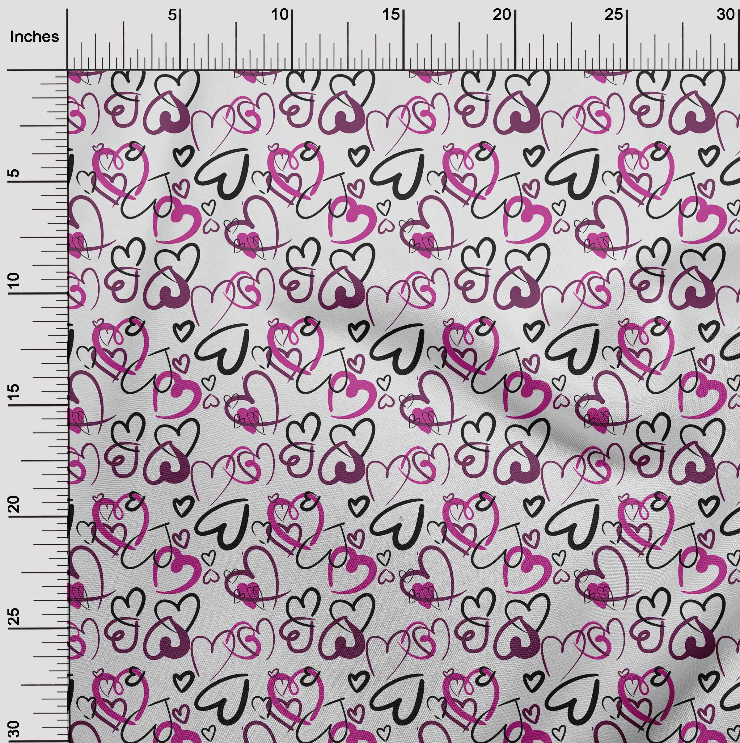 oneOone Cotton Silk Fuschia Pink Fabric Valentine Heart Fabric For Sewing Printed Craft Fabric By The Yard 42 Inch Wide