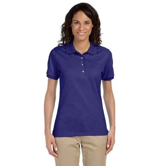 Jerzees Women's 4 Pearl Buttons Collar Polo Shirt, L, Deep Purple