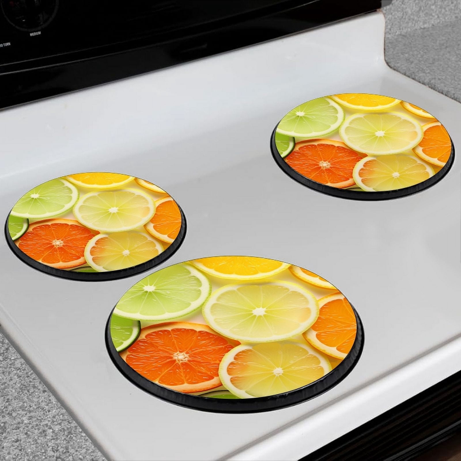 Bahomeck Electric Stove Burner Covers Set Of 4,Background Of Different Citrus Slices And Orange Metal Gas Stove Burner Covers,Protecting Gas Stoves,8 Inch And 10 Inch