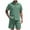 Green Set for Men, variant on Men's Collared Button Up Shirt and Shorts Set Short Sleeve 2 Piece Breathable for Beach Travel Khaki L